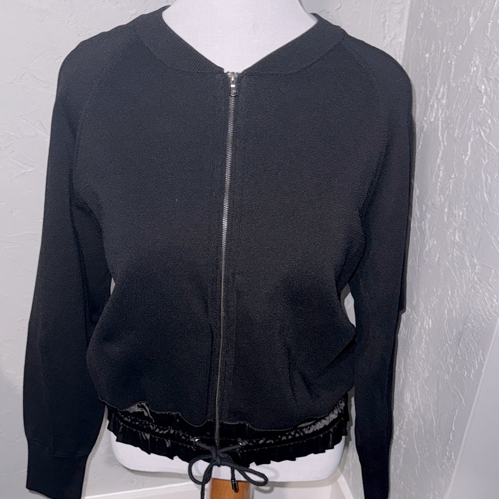 Kobi Haperin Black Women's Bomber Jacket with Satin Trim